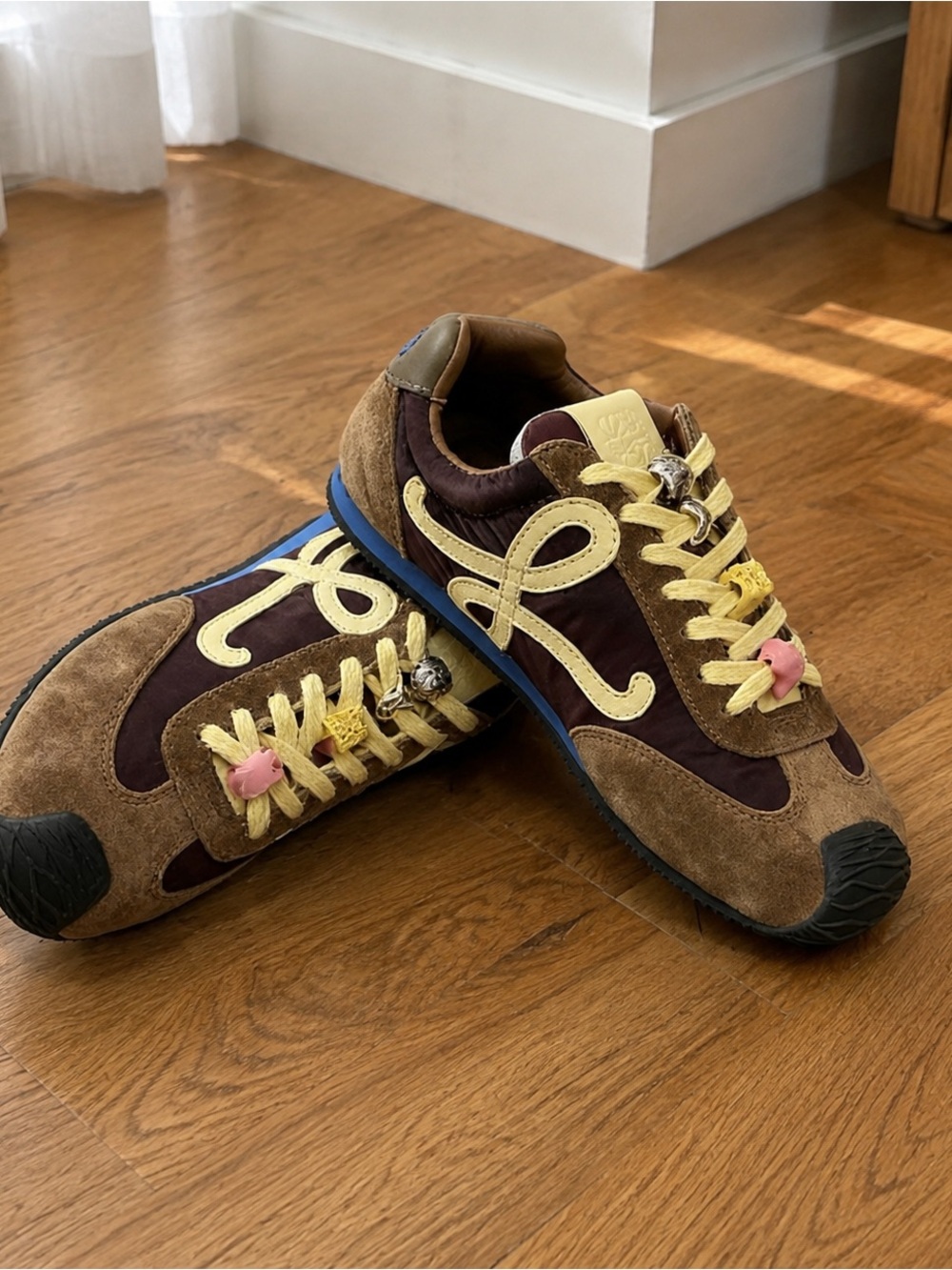 Kids Casual Brown & Yellow Sneakers with Decorative Laces